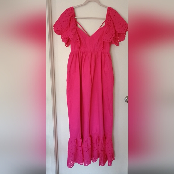 Barbie Princess Party Festival Maternity Summer Baby Shower Hot Pink Maxi Dress - Picture 3 of 9